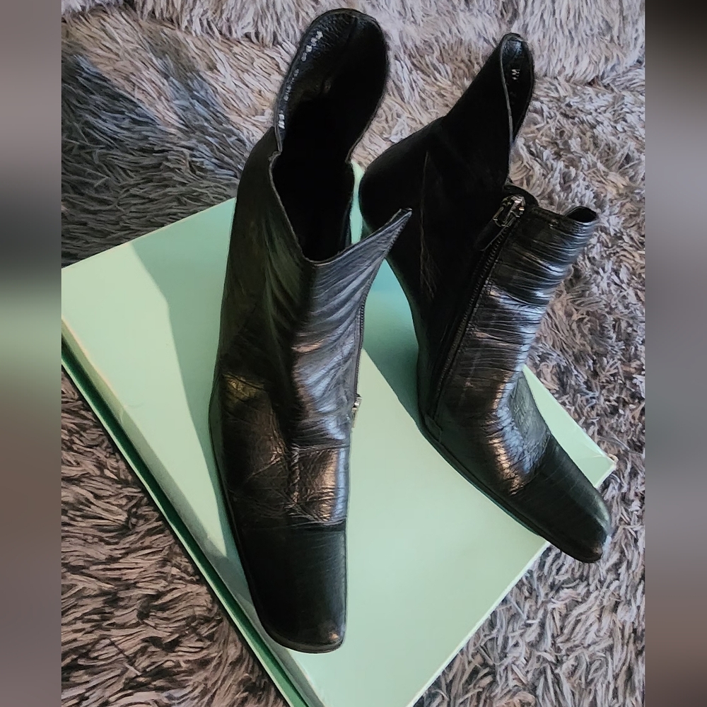 Elegant Black Leather Ankle Boots